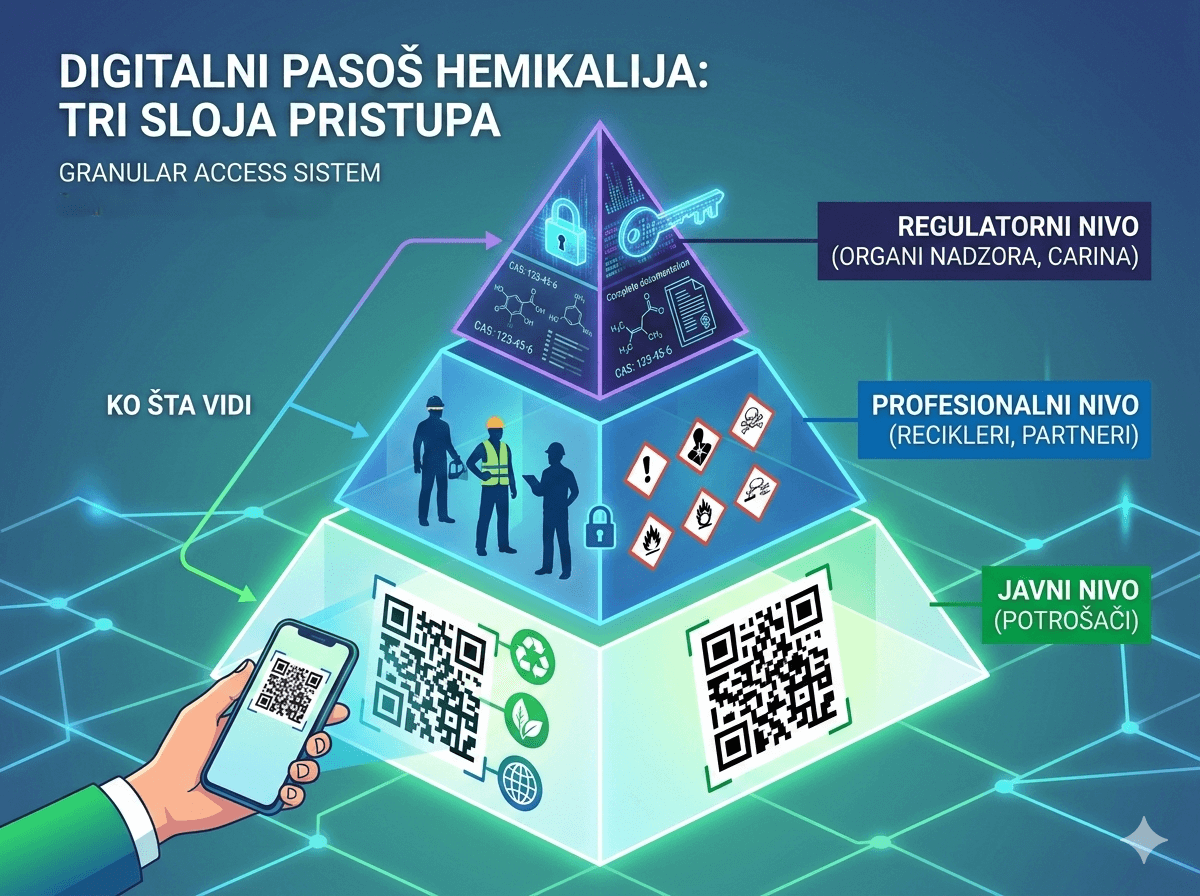 Tri sloja pristupa podacima u digitalnom pasošu proizvoda