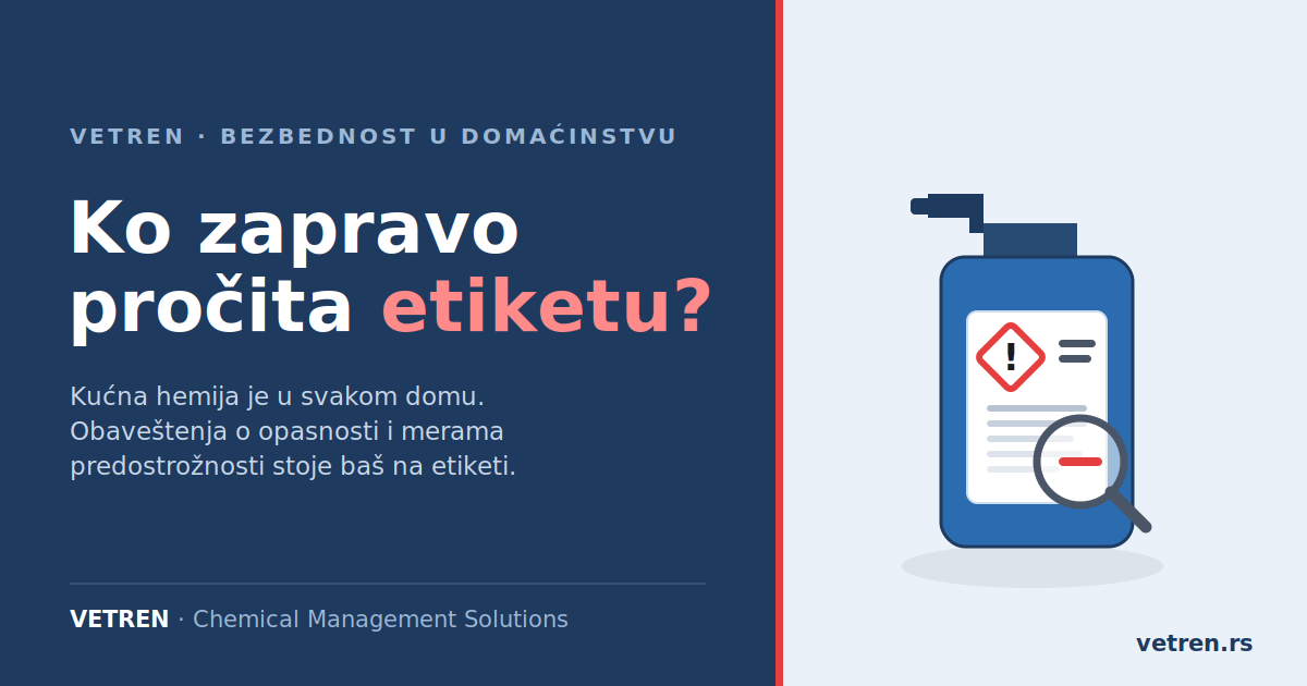 Kućna hemija pod sudoperom sa etiketom i obaveštenjima o opasnosti