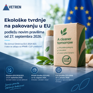 Pakovanje hemijskog proizvoda sa ekološkom tvrdnjom na etiketi